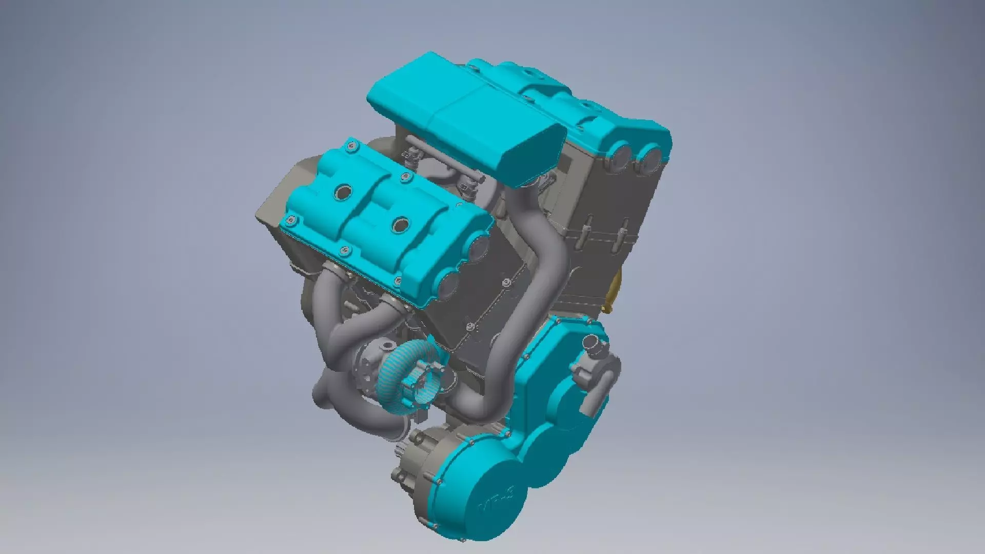 V4 Engine assembly 3D model_0