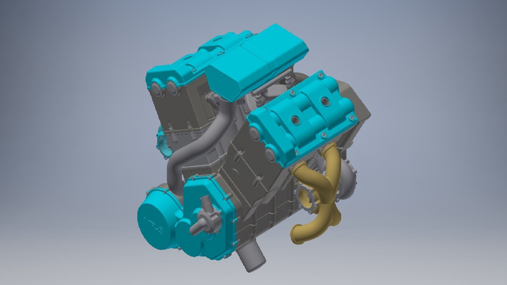 V4 Engine assembly 3D model_4