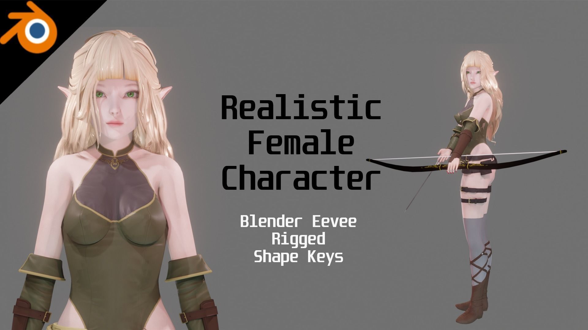 Elf Archer - Realistic Female Character - Blender Eevee Low-poly 3D model_2