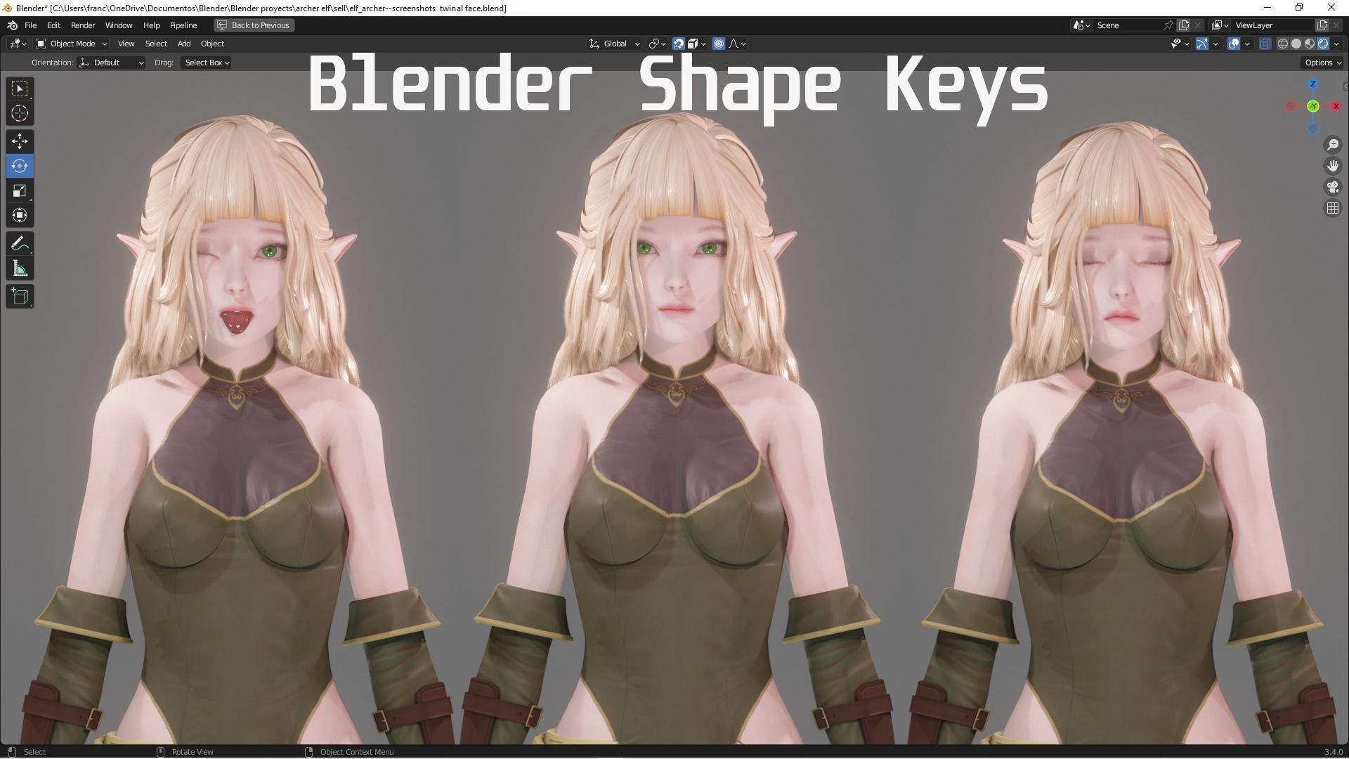 Elf Archer - Realistic Female Character - Blender Eevee Low-poly 3D model_3