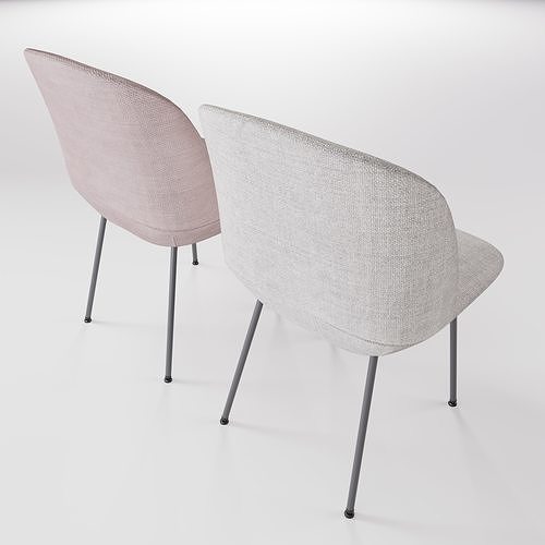 Cafe Chair with fabric and metal frame 3D model 3