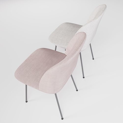 Cafe Chair with fabric and metal frame 3D model 2