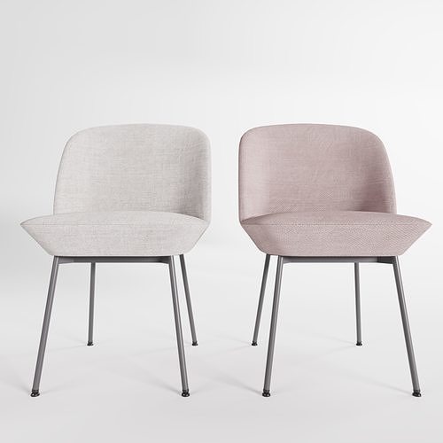 Cafe Chair with fabric and metal frame 3D model 4