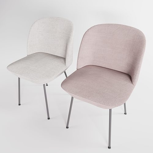 Cafe Chair with fabric and metal frame 3D model 6