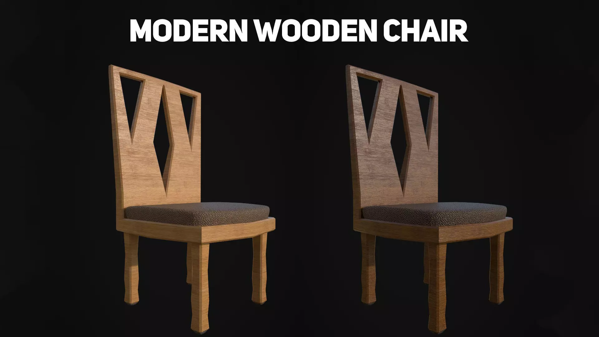 Modern Wooden Chair - Game Ready Low-poly 3D model_0