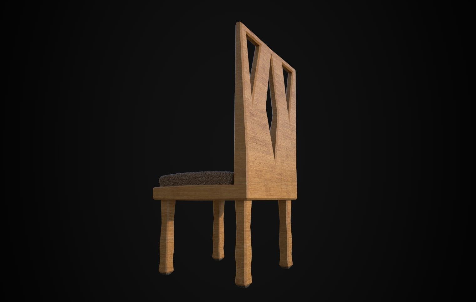 Modern Wooden Chair - Game Ready Low-poly 3D model_3