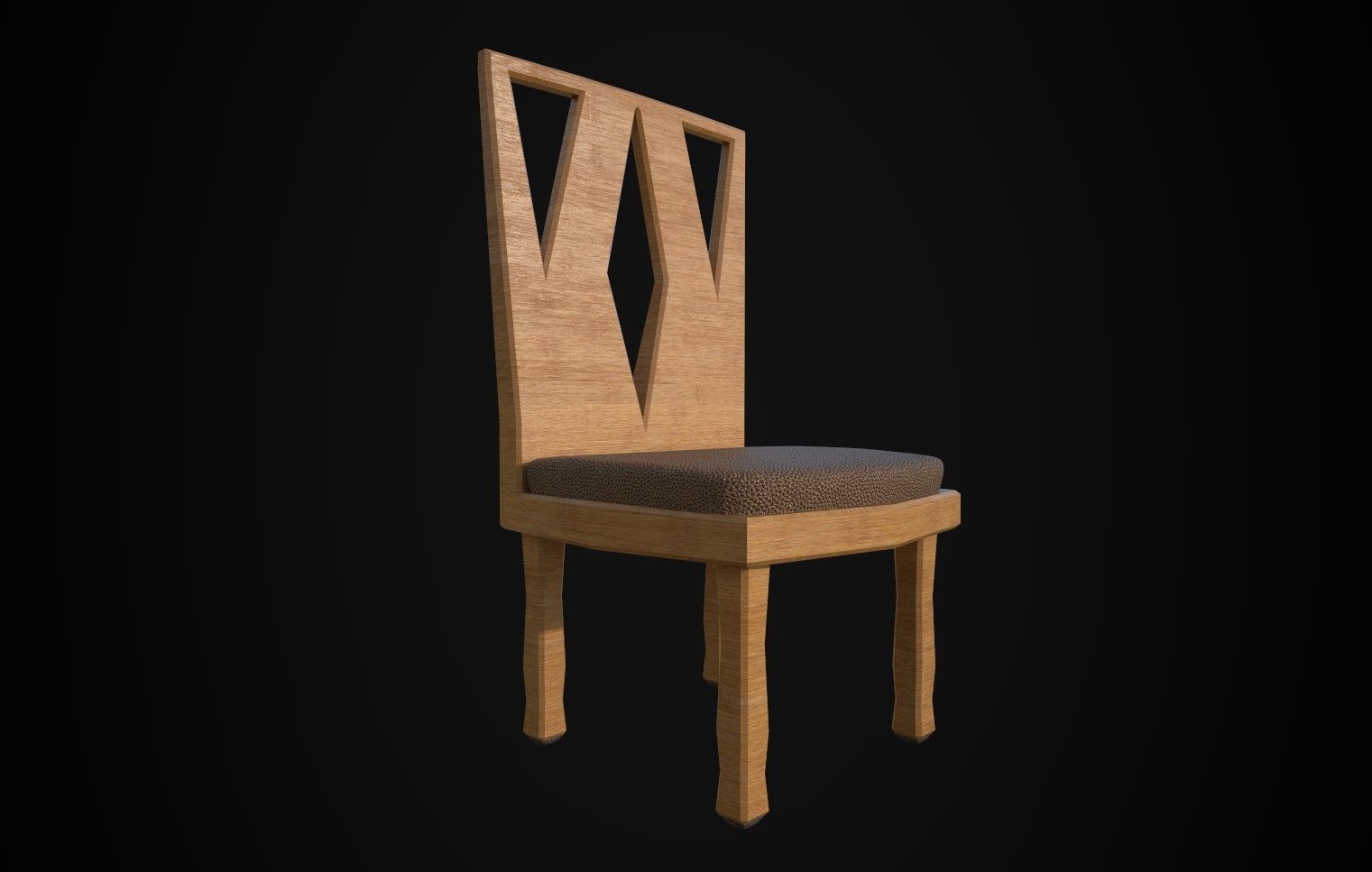 Modern Wooden Chair - Game Ready Low-poly 3D model_2