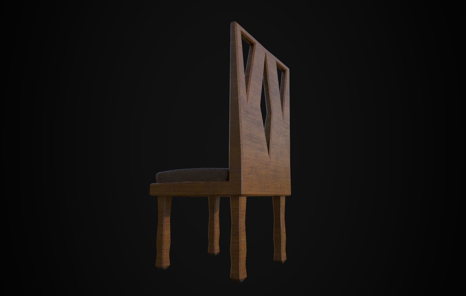 Modern Wooden Chair - Game Ready Low-poly 3D model_6