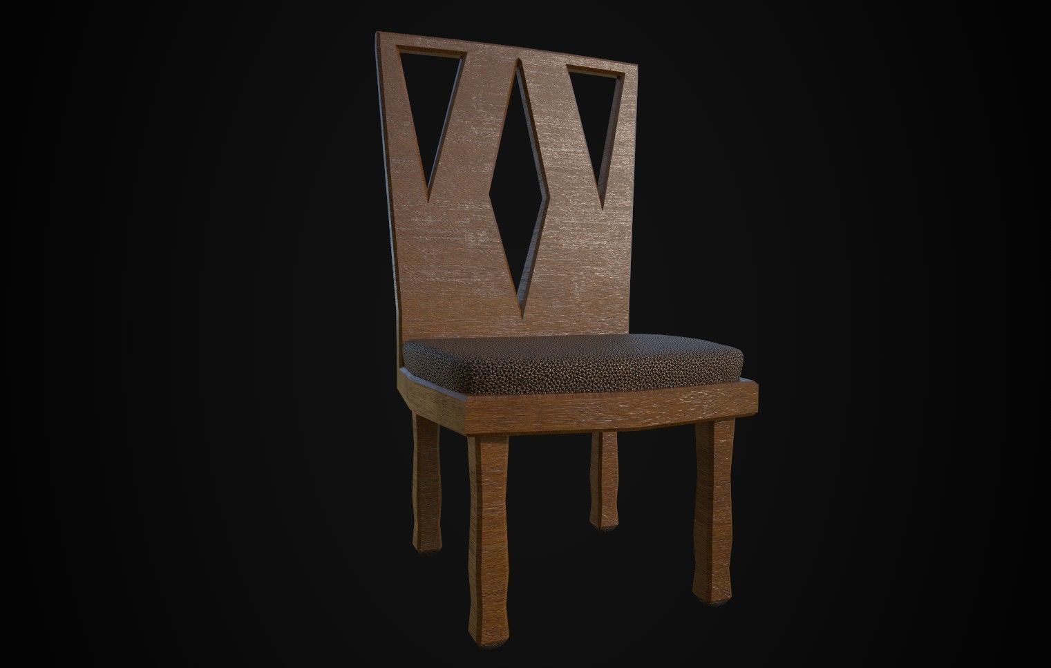 Modern Wooden Chair - Game Ready Low-poly 3D model_7