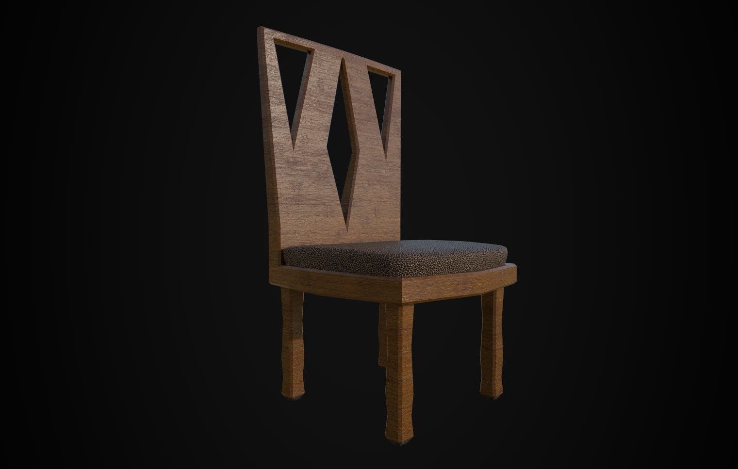 Modern Wooden Chair - Game Ready Low-poly 3D model_5