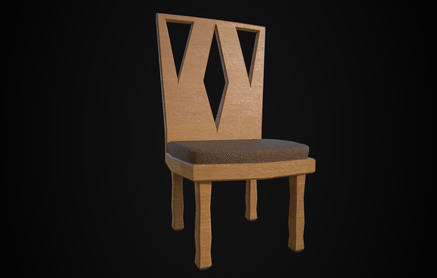 Modern Wooden Chair - Game Ready Low-poly 3D model_4