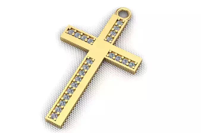 Cross with gems pendant with Diamonds 3D print model