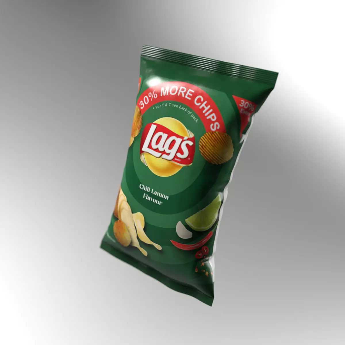 Chips Packet Low-poly 3D model