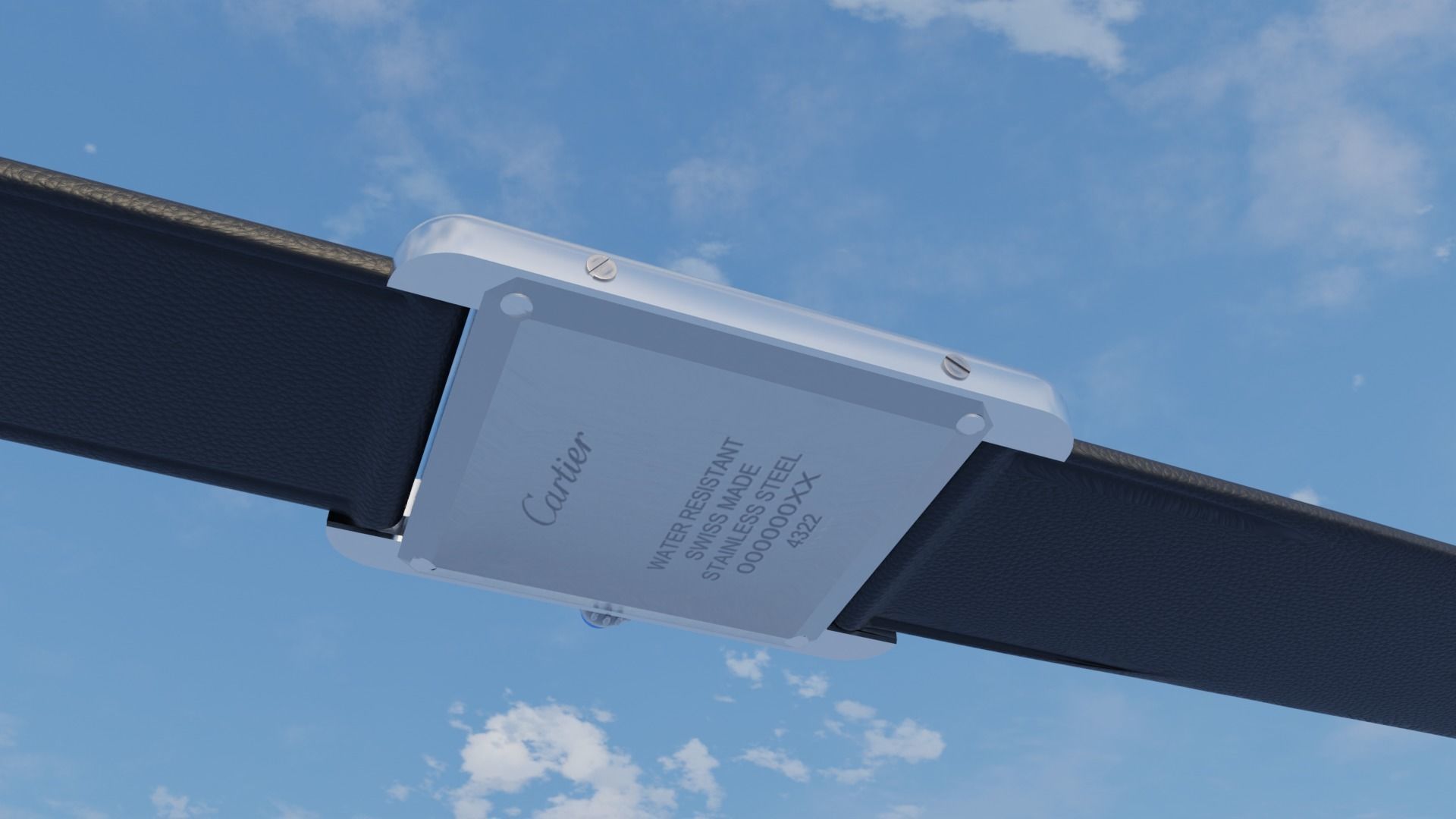 Cartier Tank must mens watch Low-poly 3D model_3