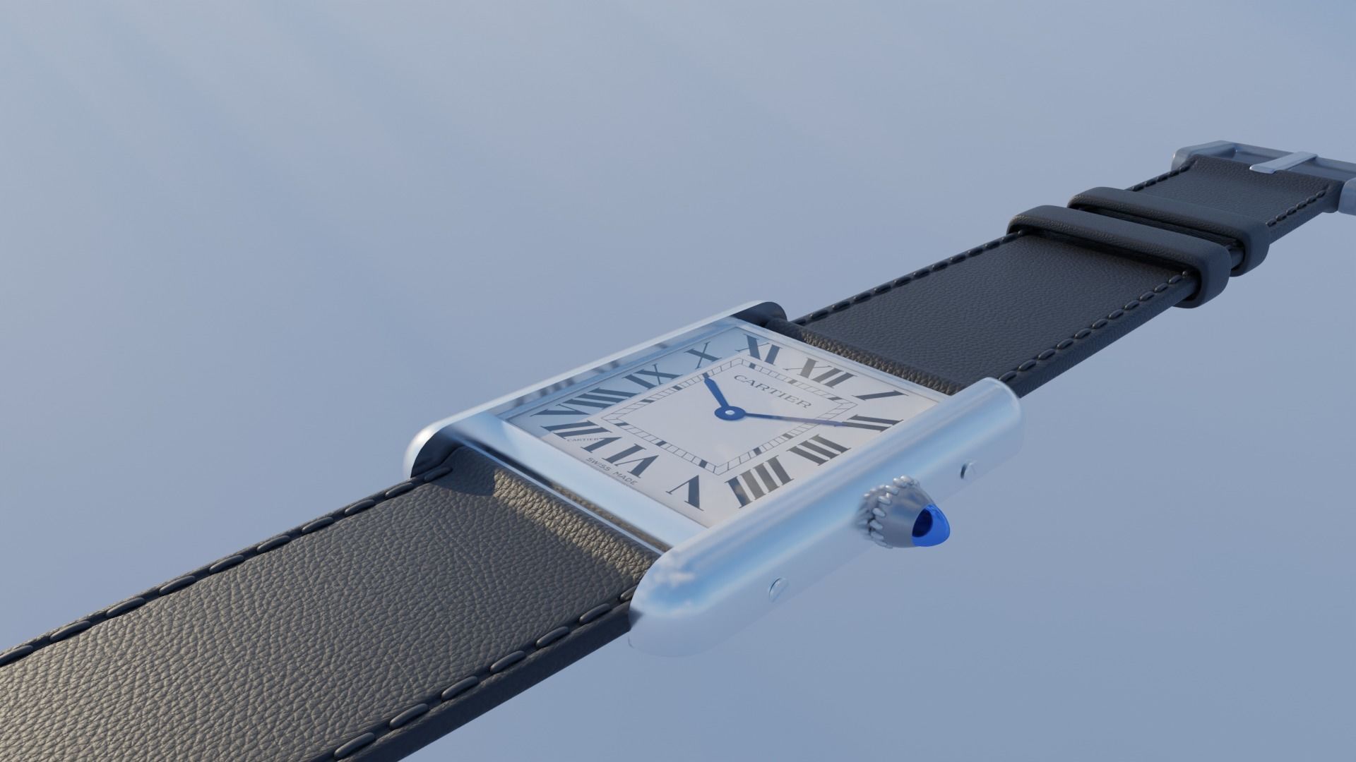 Cartier Tank must mens watch Low-poly 3D model_4