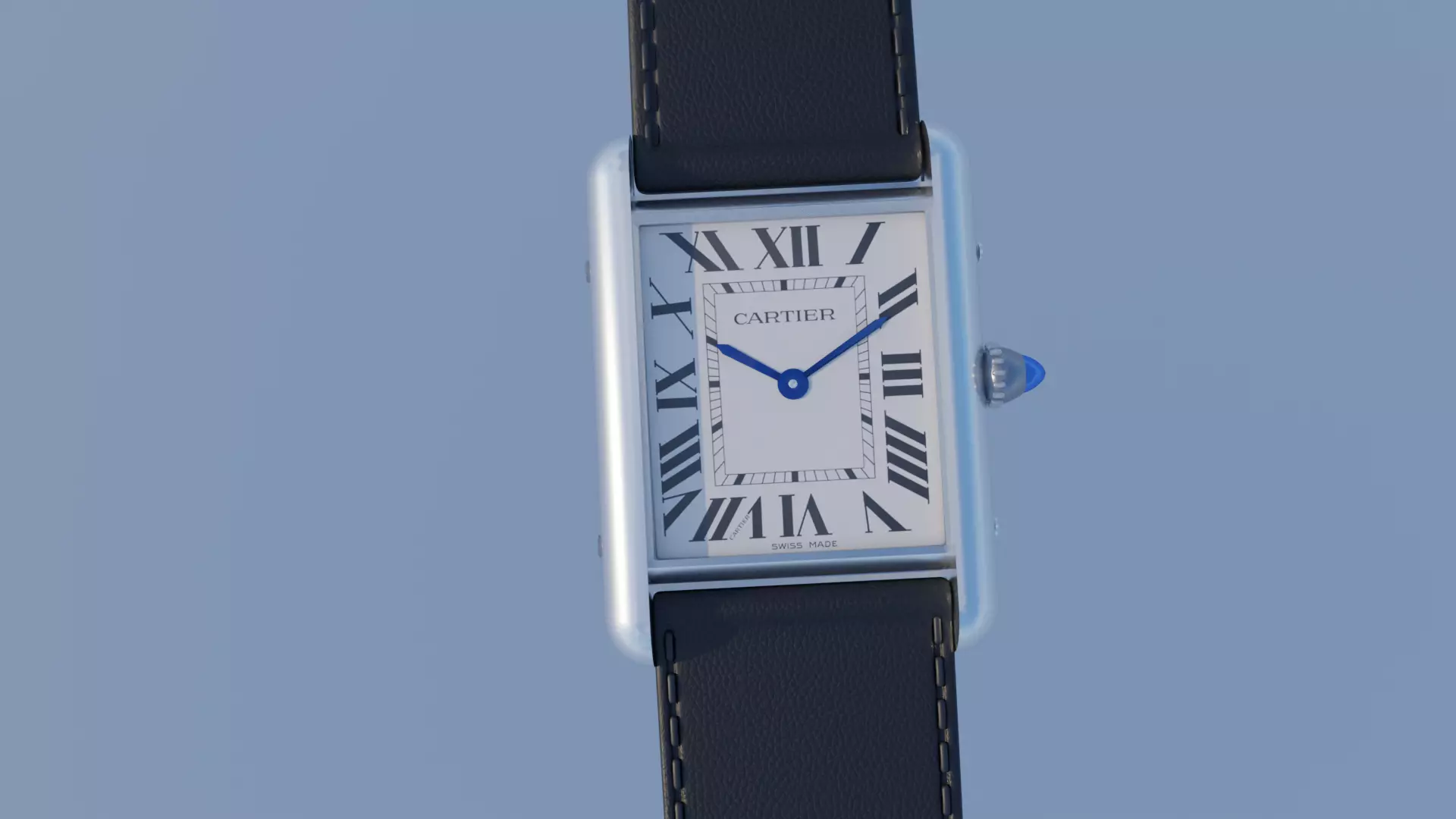 Cartier Tank must mens watch Low-poly 3D model_0