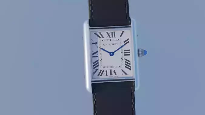 Cartier Tank must mens watch Low-poly 3D model