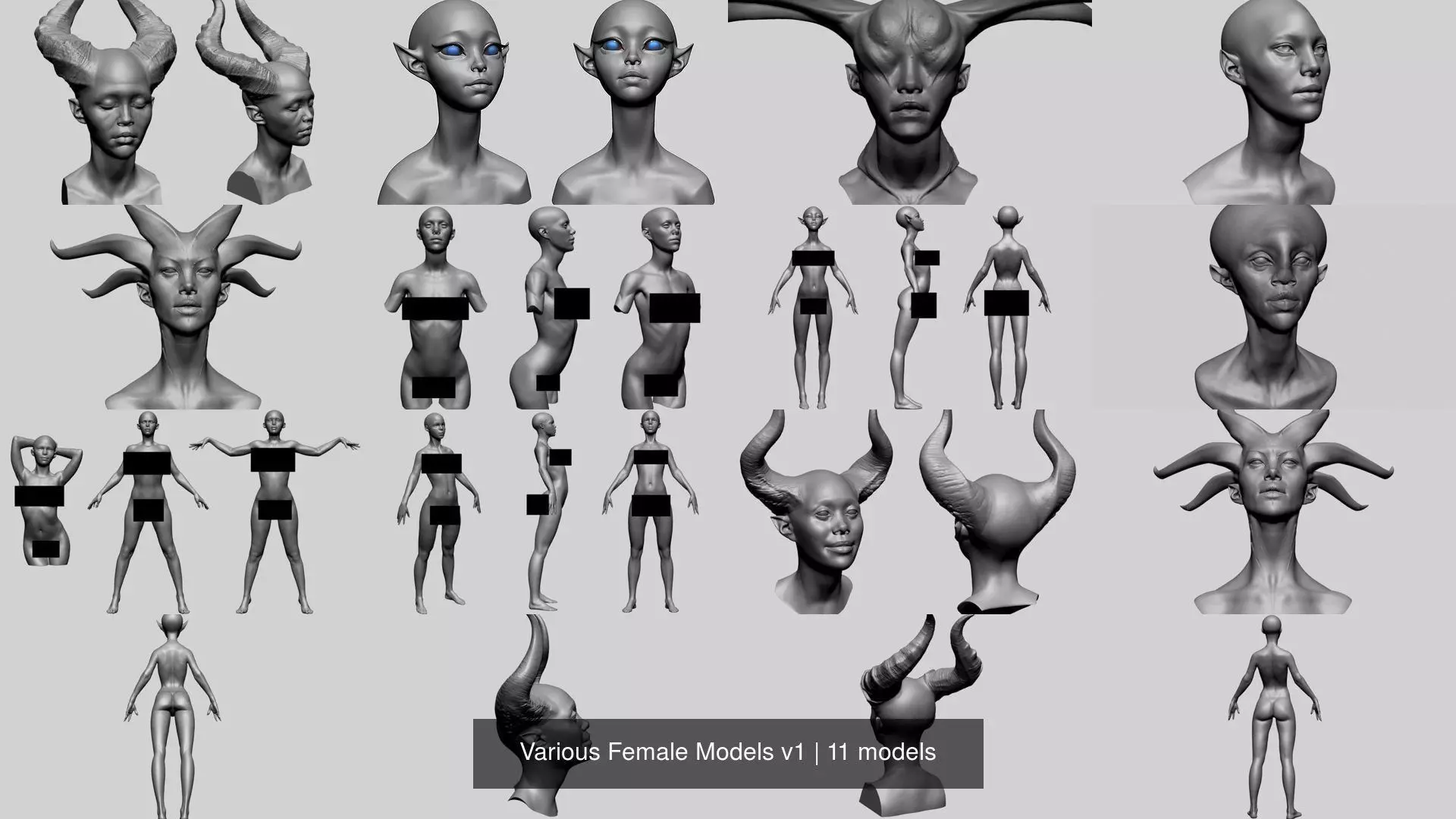 Various Female Models v1 3D Model Collection_0