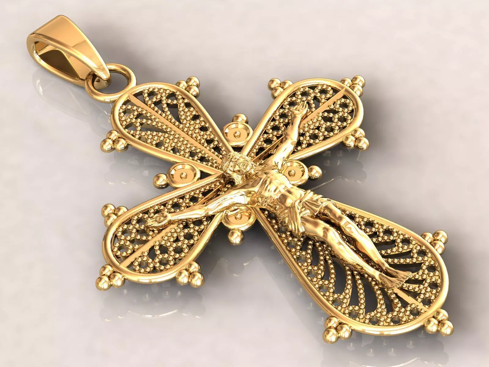 Cross Jesus Filigree Pendant 3D print model_0