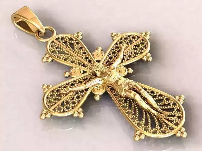 Cross Jesus Filigree Pendant