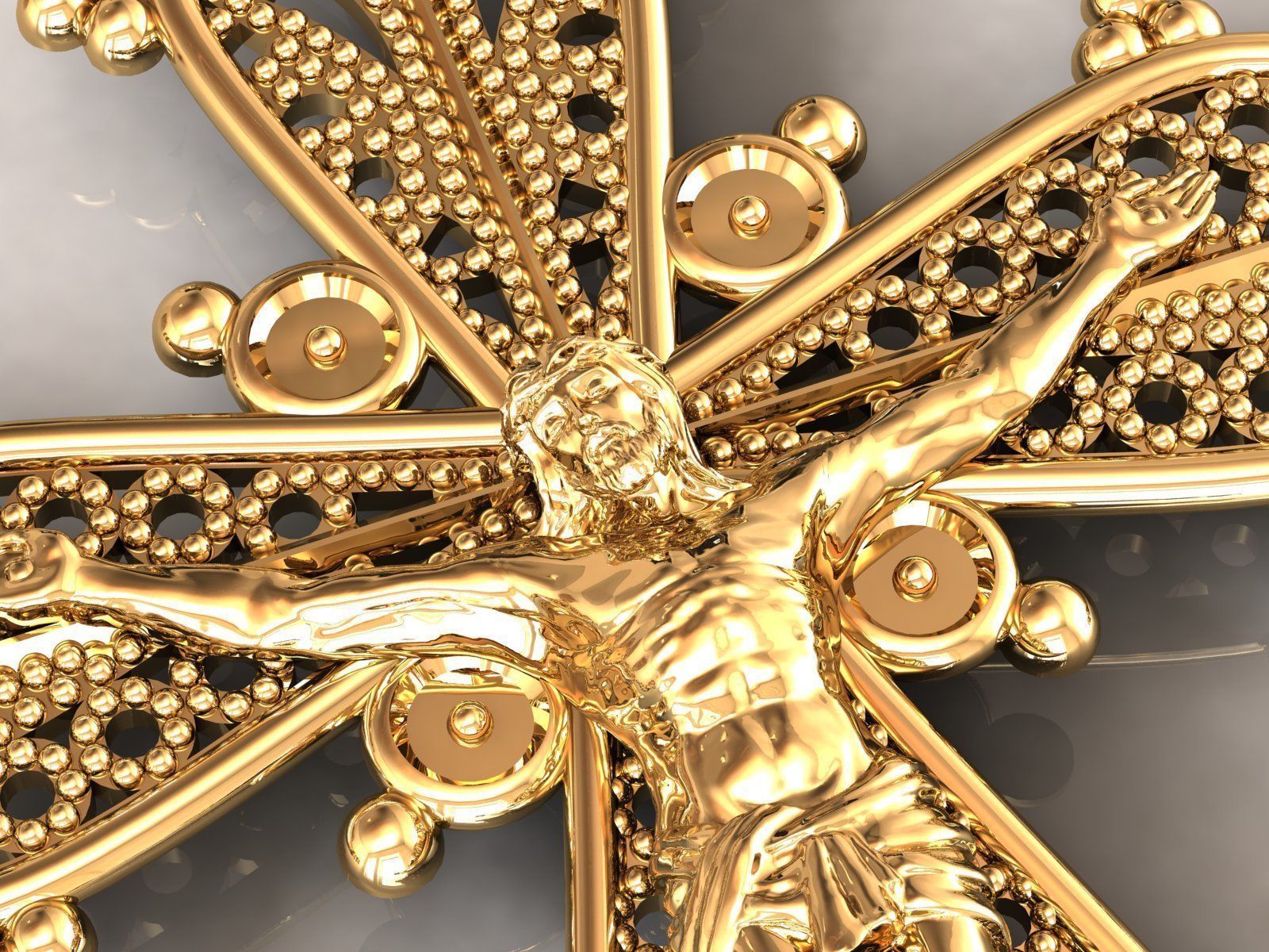 Cross Jesus Filigree Pendant 3D print model_4