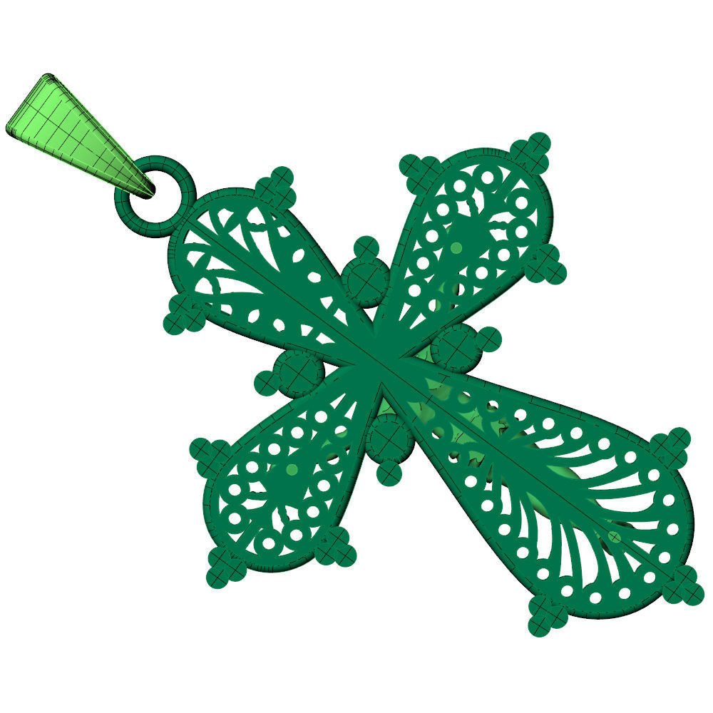 Cross Jesus Filigree Pendant 3D print model_14