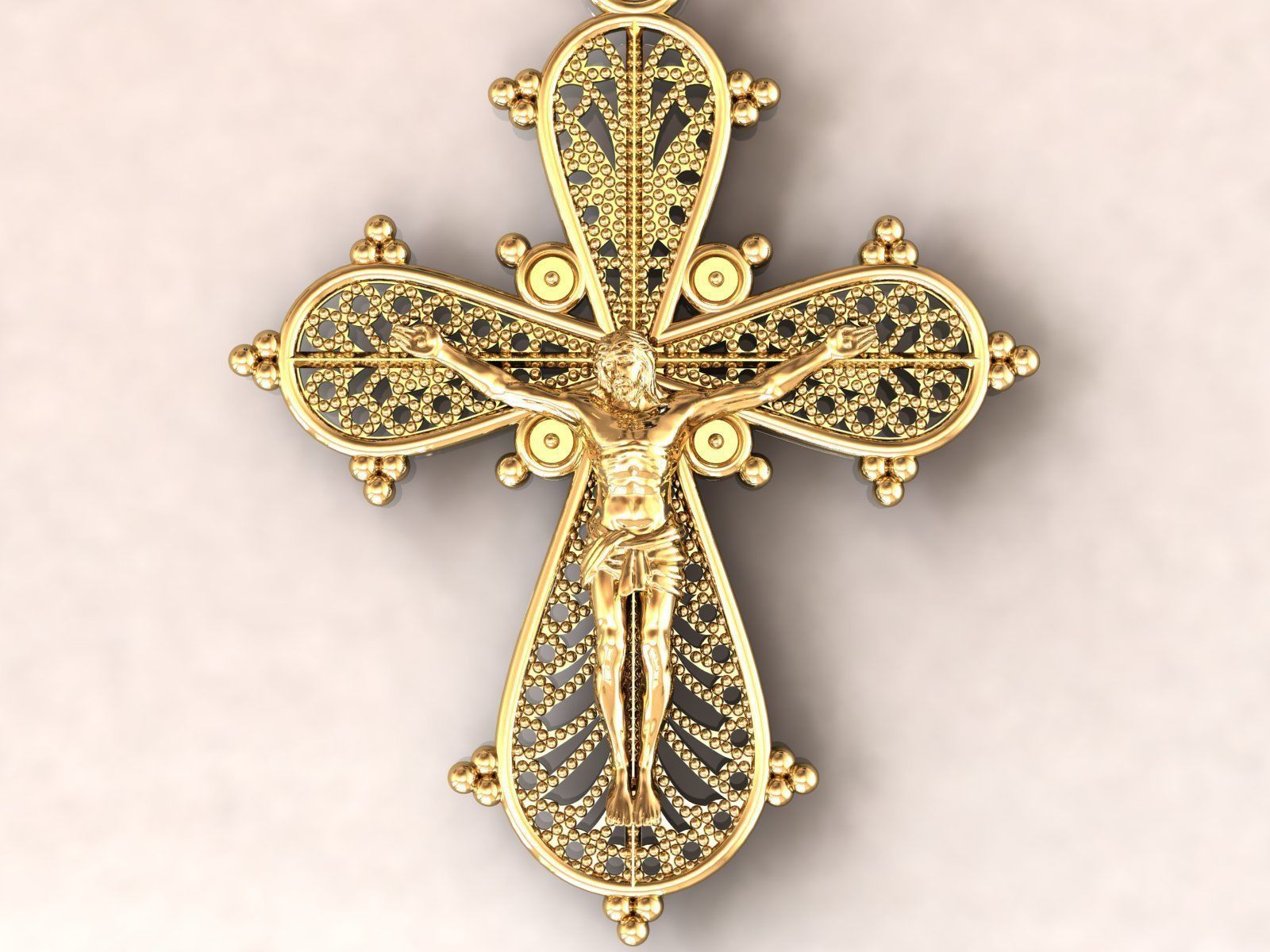 Cross Jesus Filigree Pendant 3D print model_5