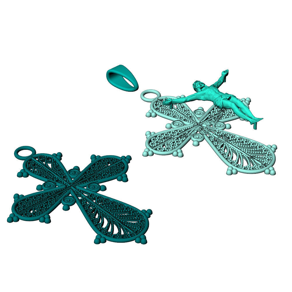 Cross Jesus Filigree Pendant 3D print model_11