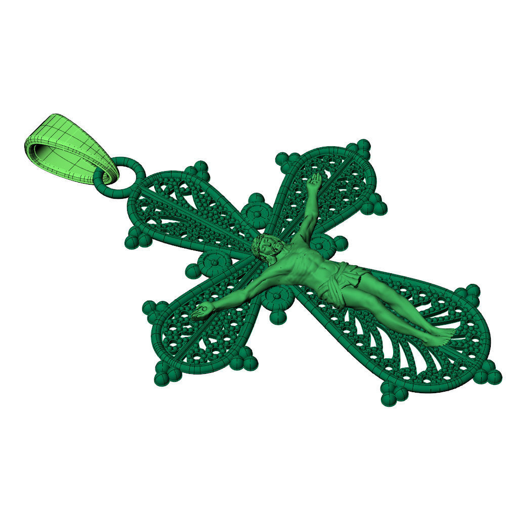 Cross Jesus Filigree Pendant 3D print model_8
