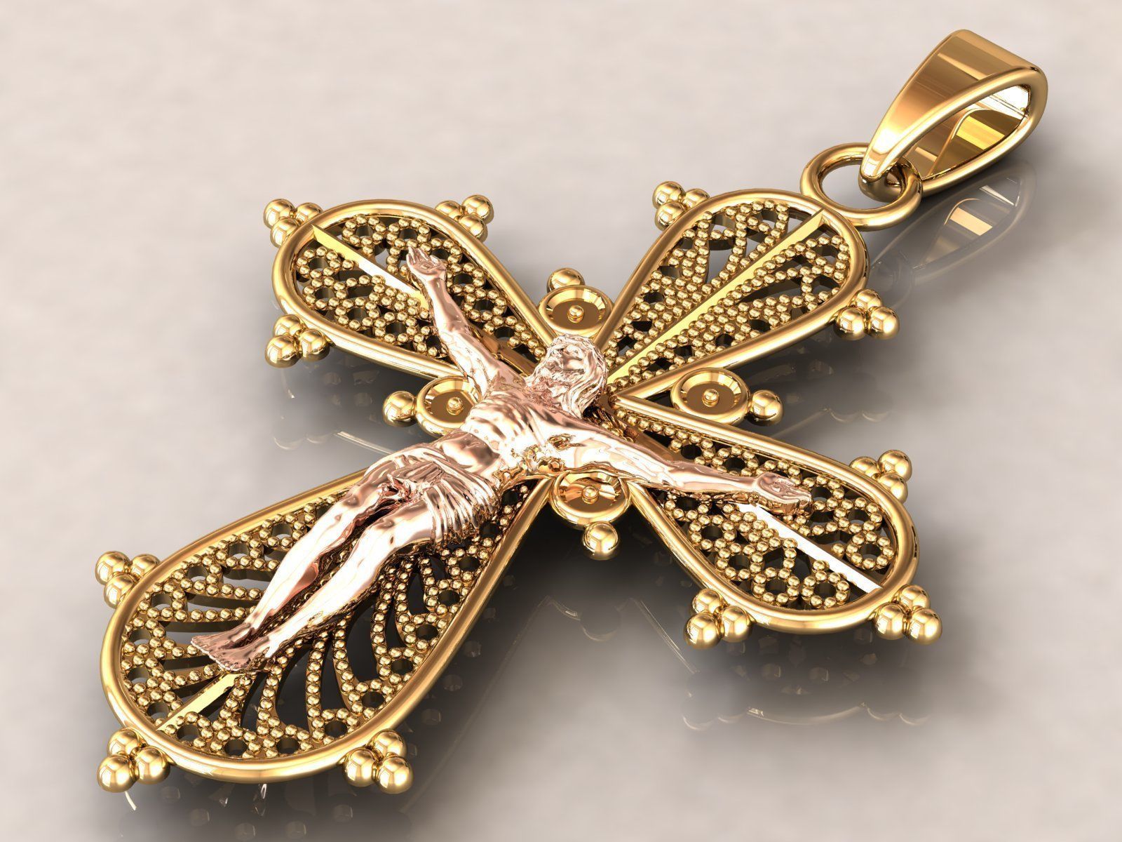 Cross Jesus Filigree Pendant 3D print model_3