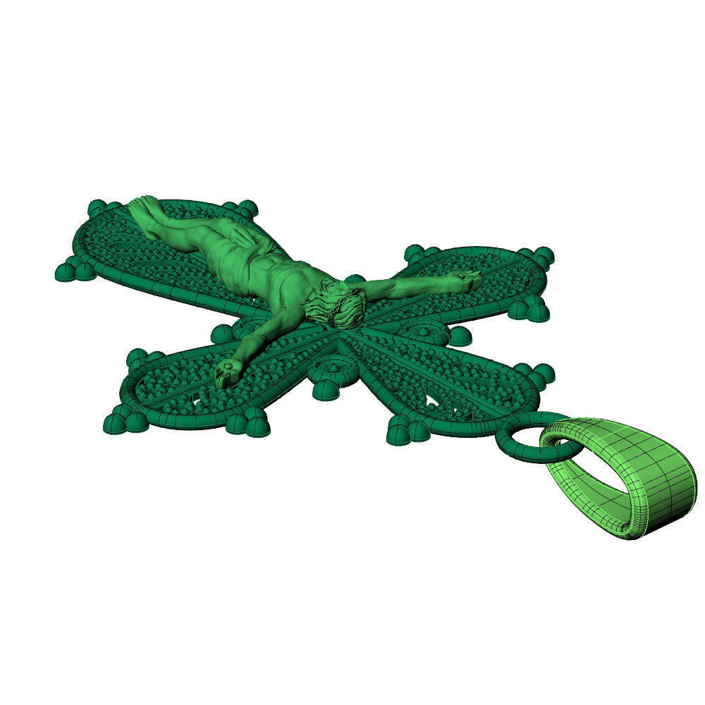 Cross Jesus Filigree Pendant 3D print model_9