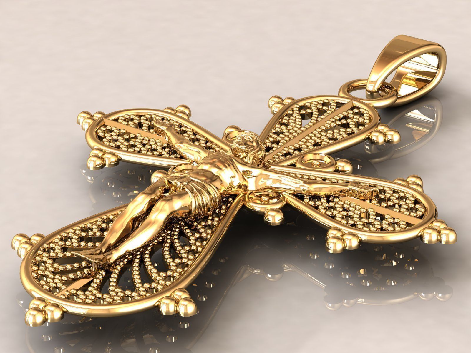 Cross Jesus Filigree Pendant 3D print model_2