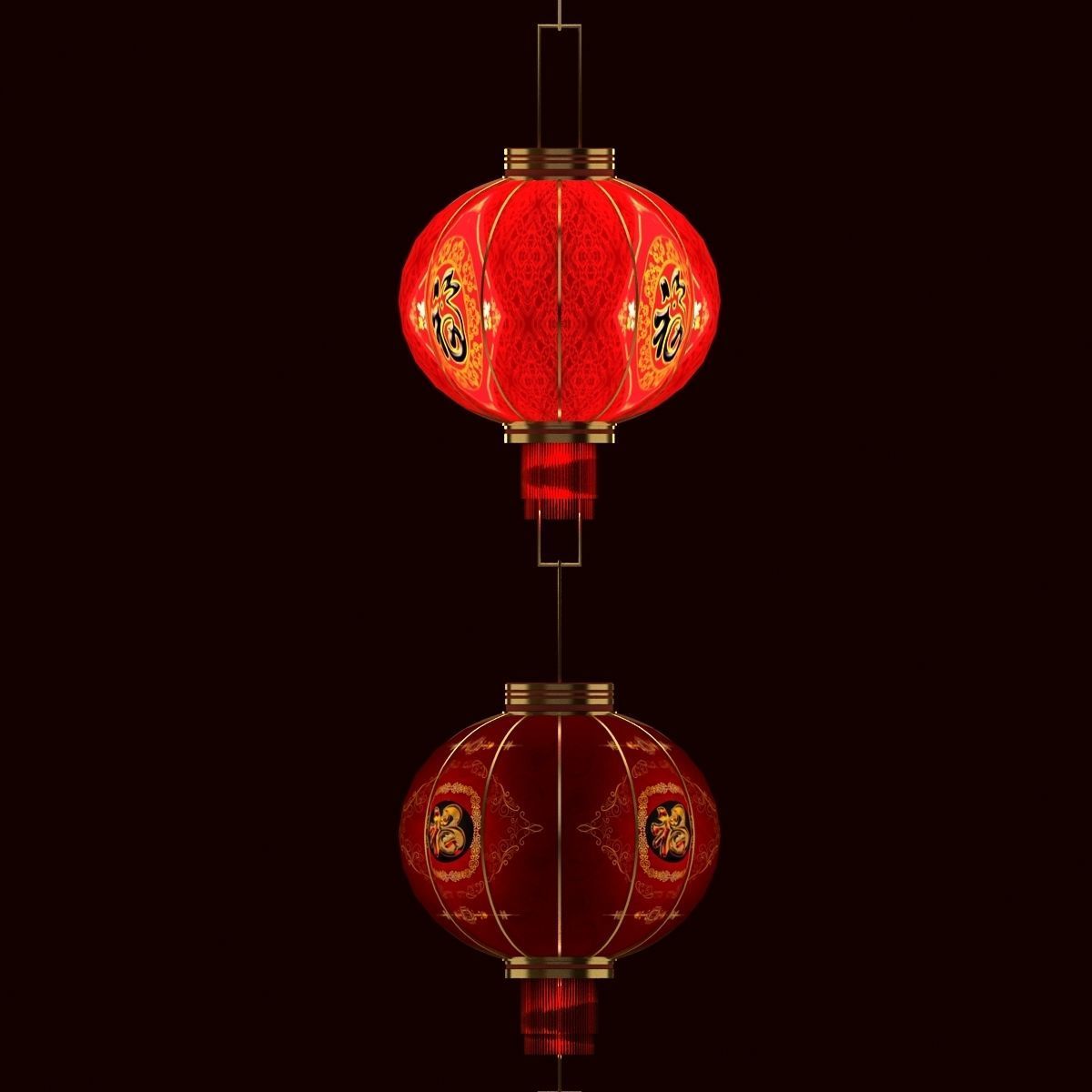 Chinese red lantern 3D model_5