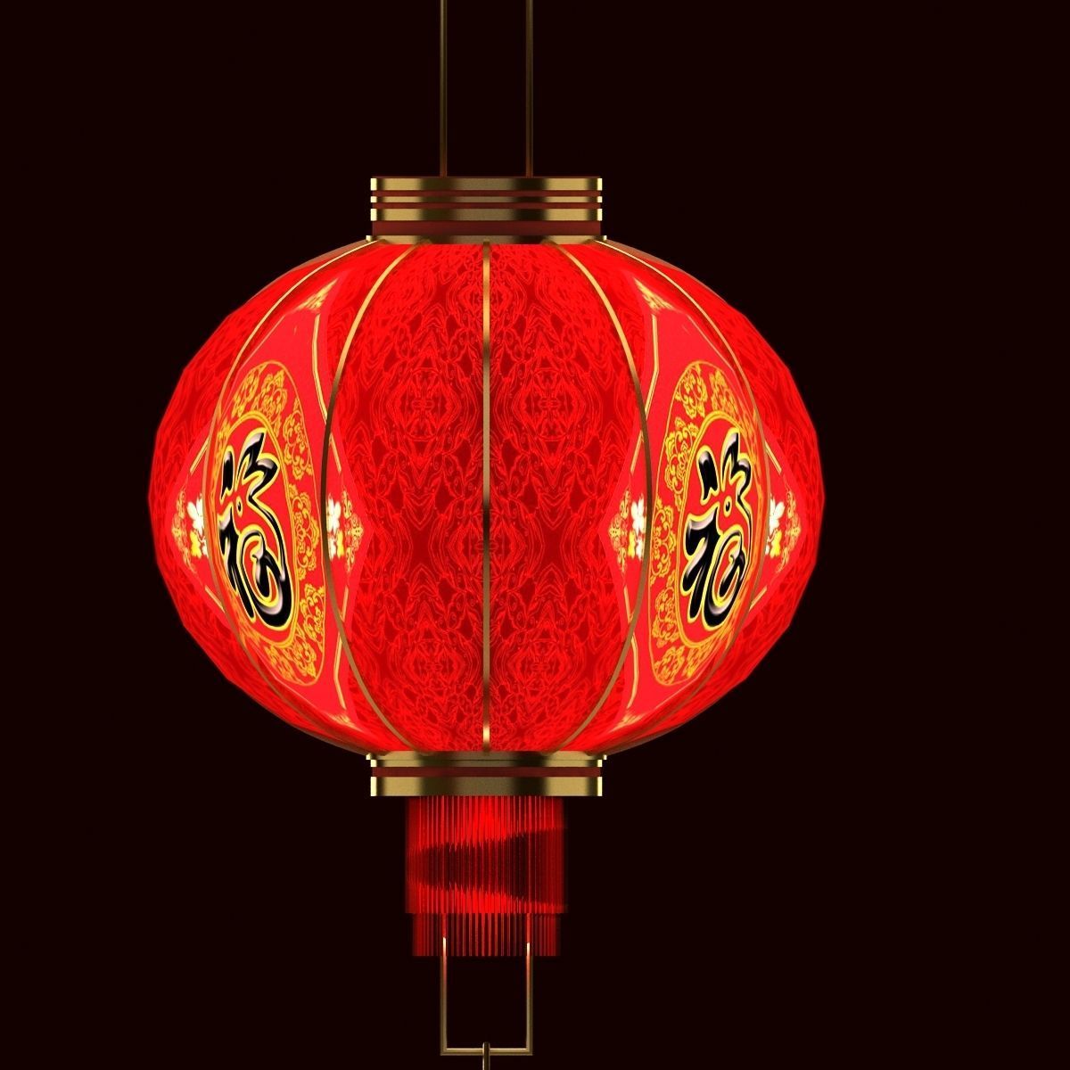Chinese red lantern 3D model_8