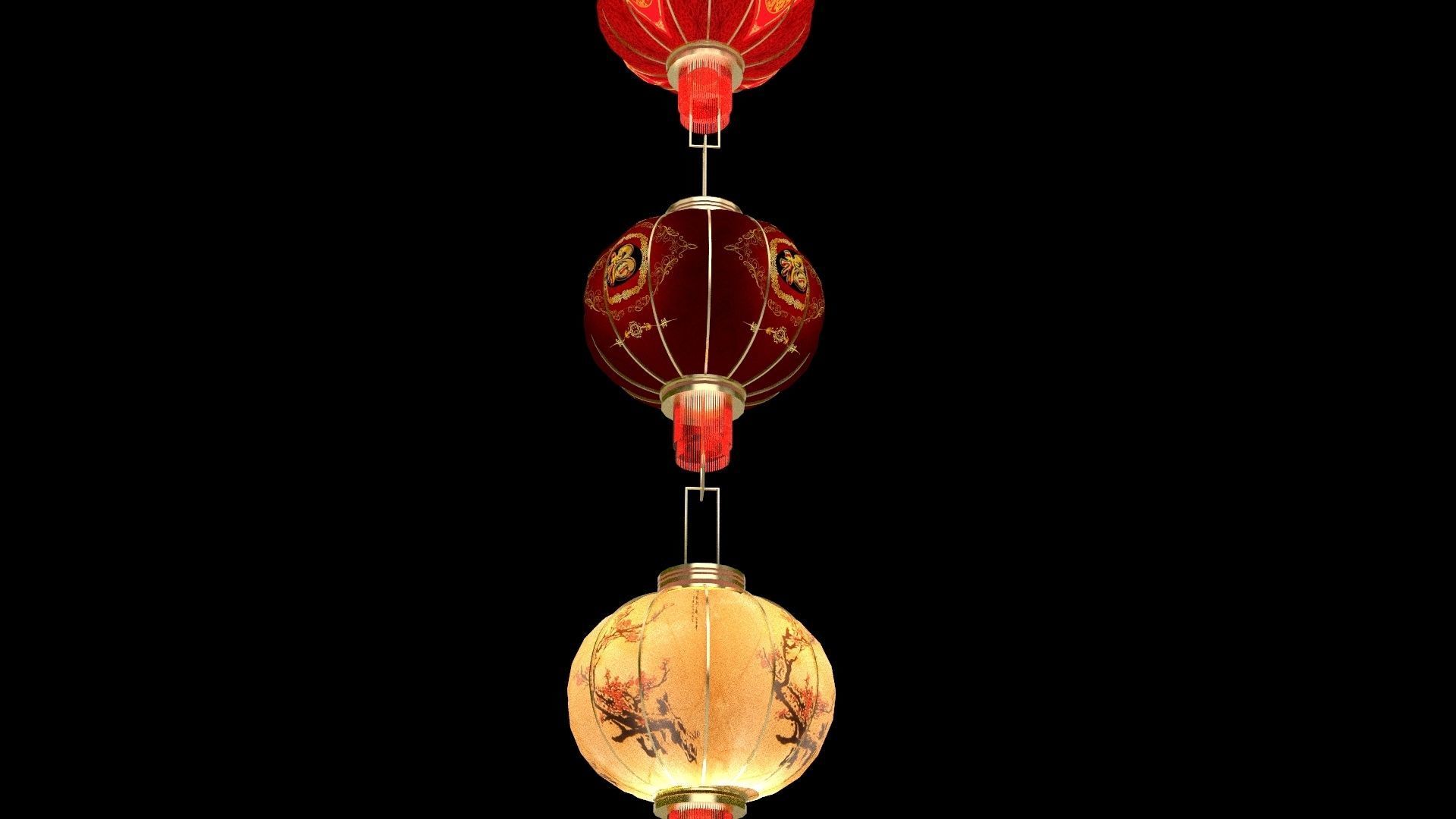 Chinese red lantern 3D model_11