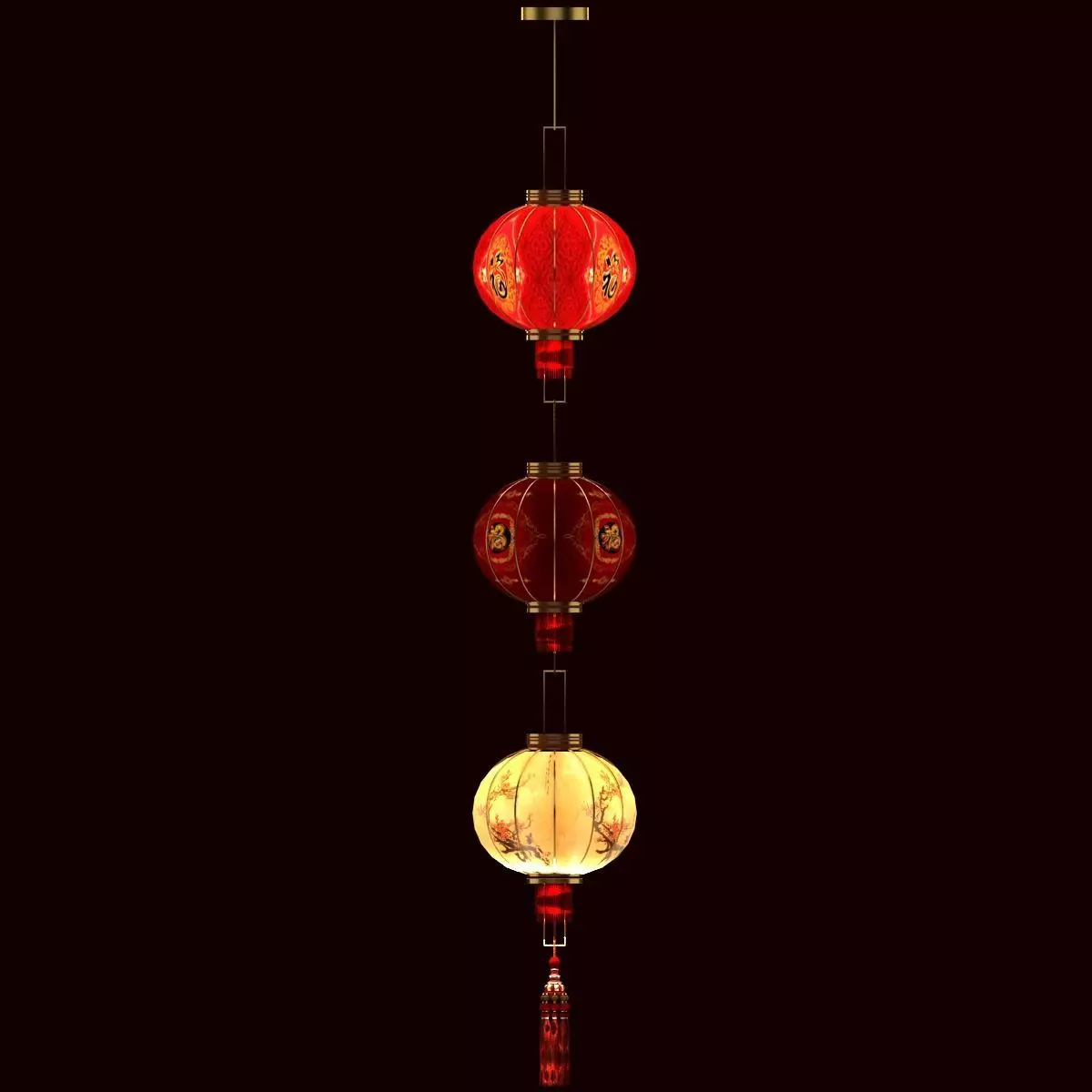 Chinese red lantern 3D model_0