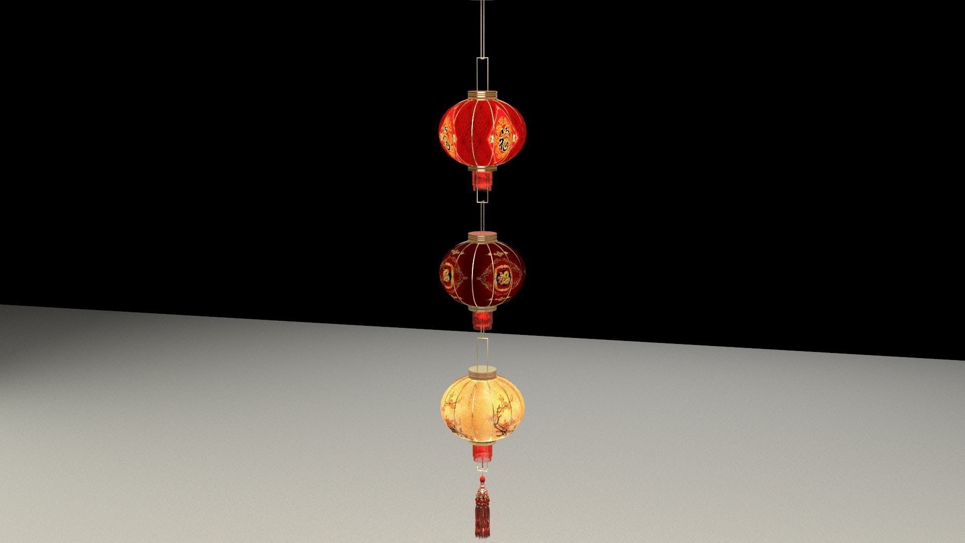 Chinese red lantern 3D model_10