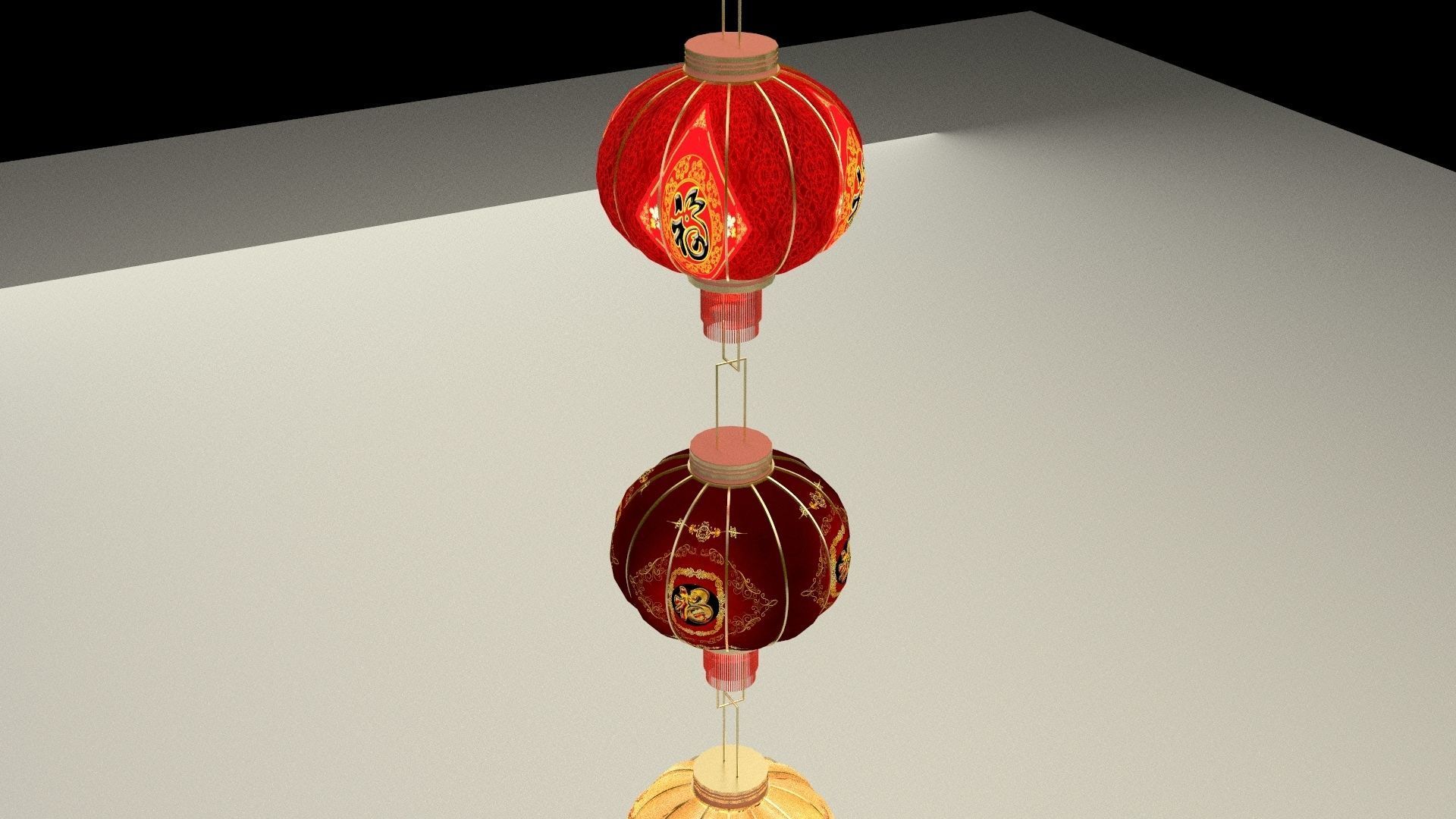 Chinese red lantern 3D model_9