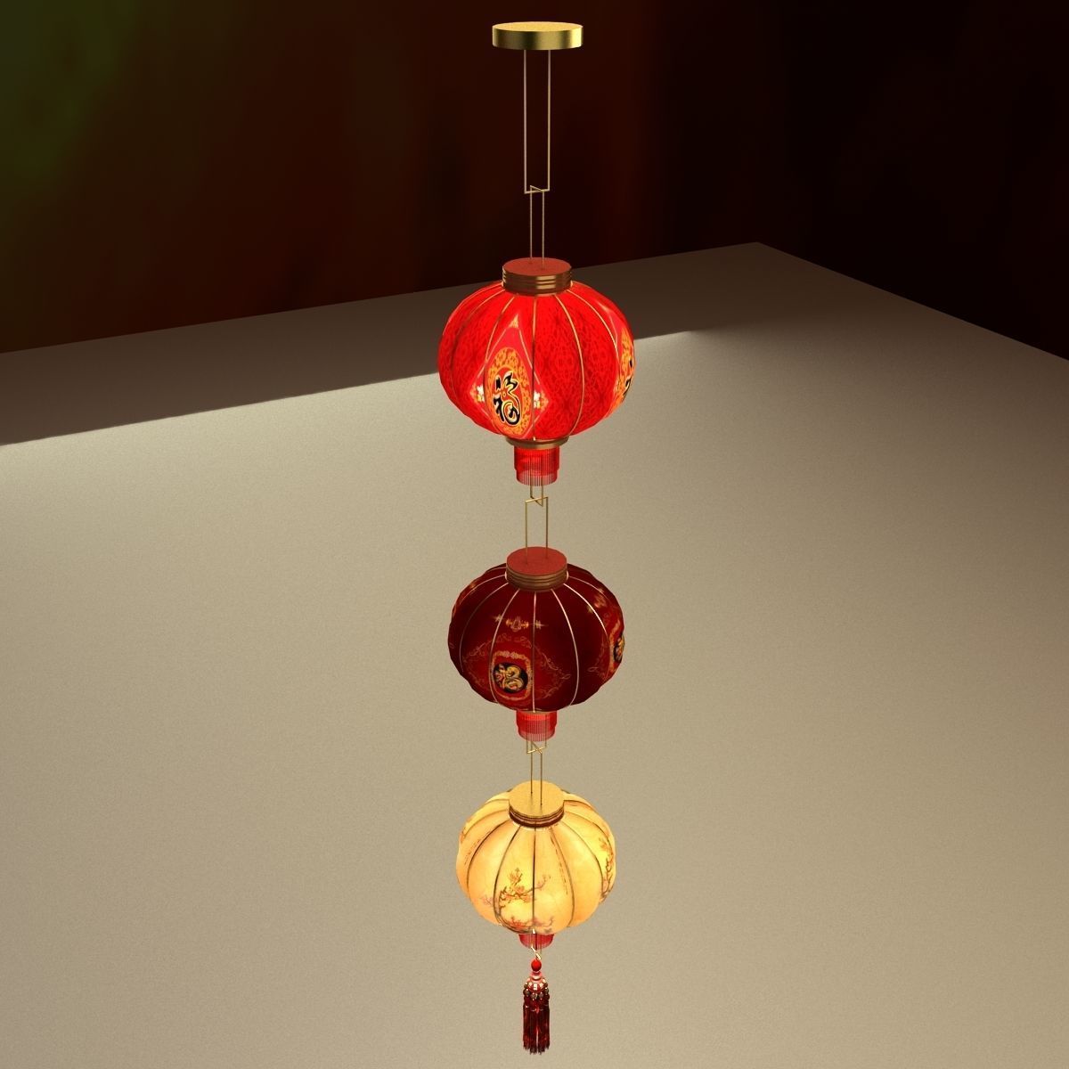 Chinese red lantern 3D model_4