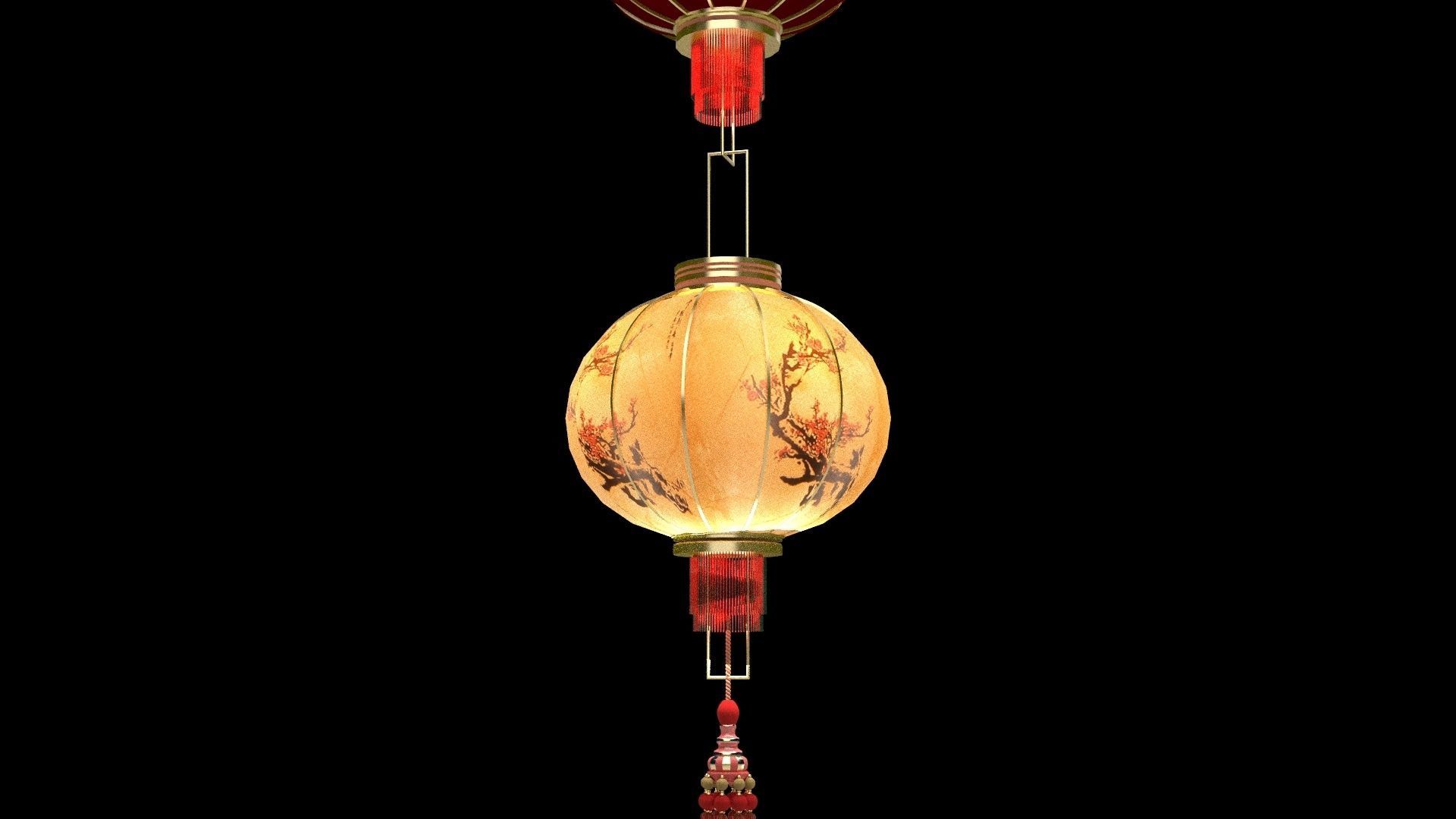 Chinese red lantern 3D model_1