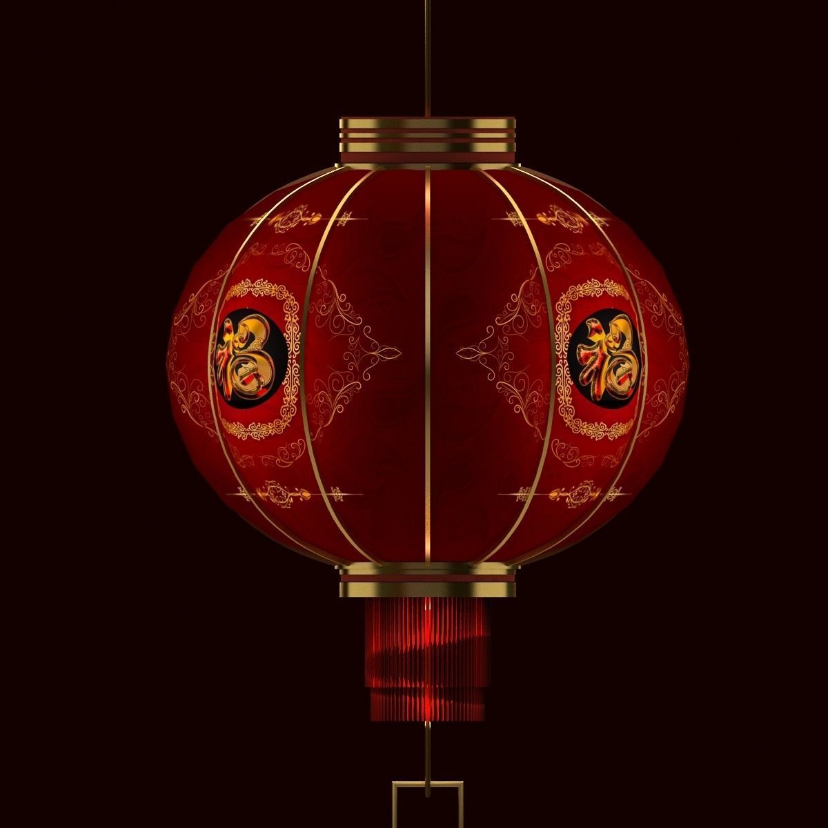 Chinese red lantern 3D model_7