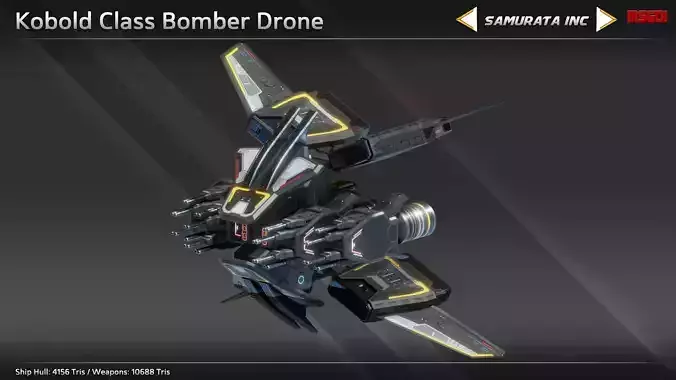 Spaceship Kobold Class Bomber Drone Low-poly 3D model