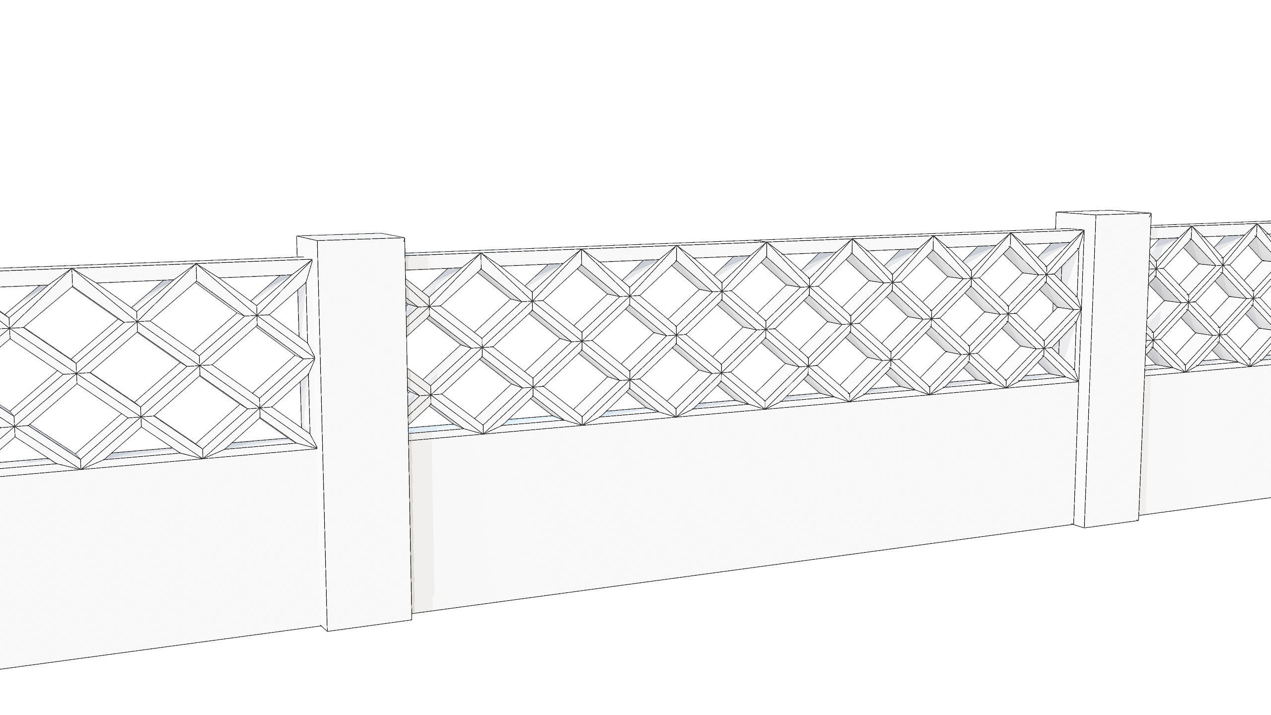 Concrete Fence Wall Low-poly 3D model_1