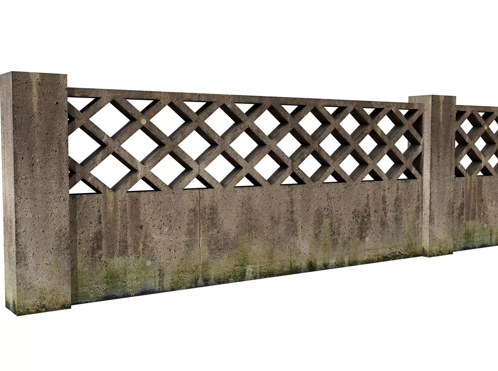 Concrete Fence Wall Low-poly 3D model_0
