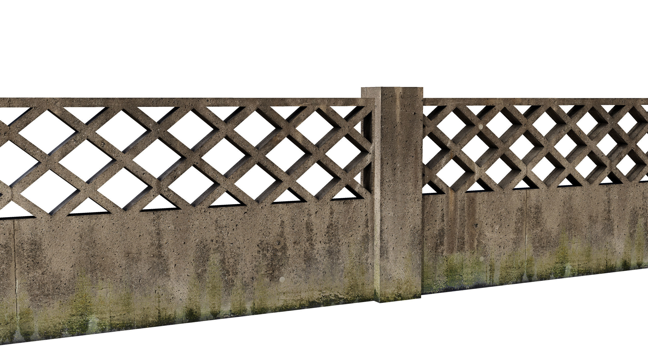 Concrete Fence Wall Low-poly 3D model_3