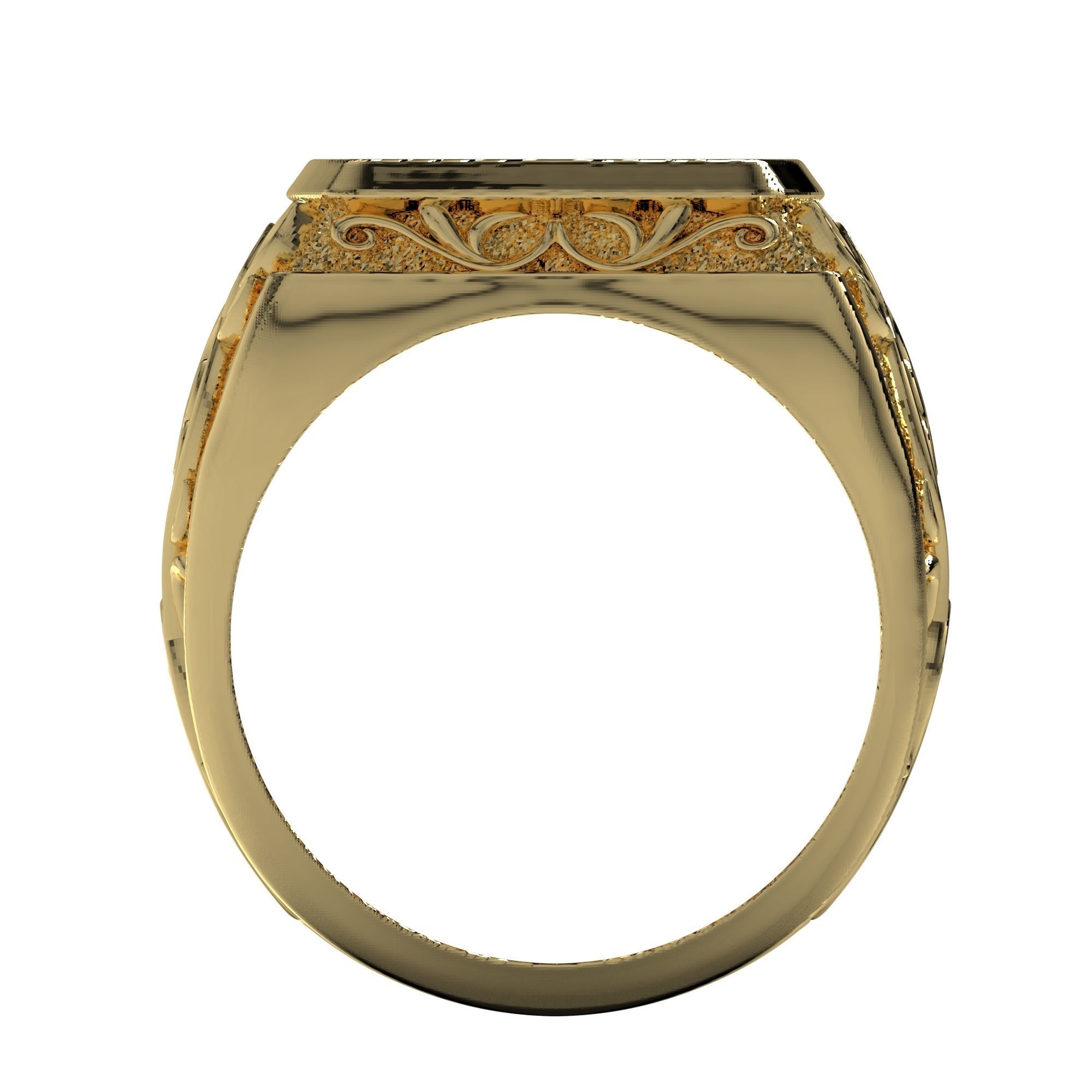 Signet ring with pattern and filigree 3D print model_8