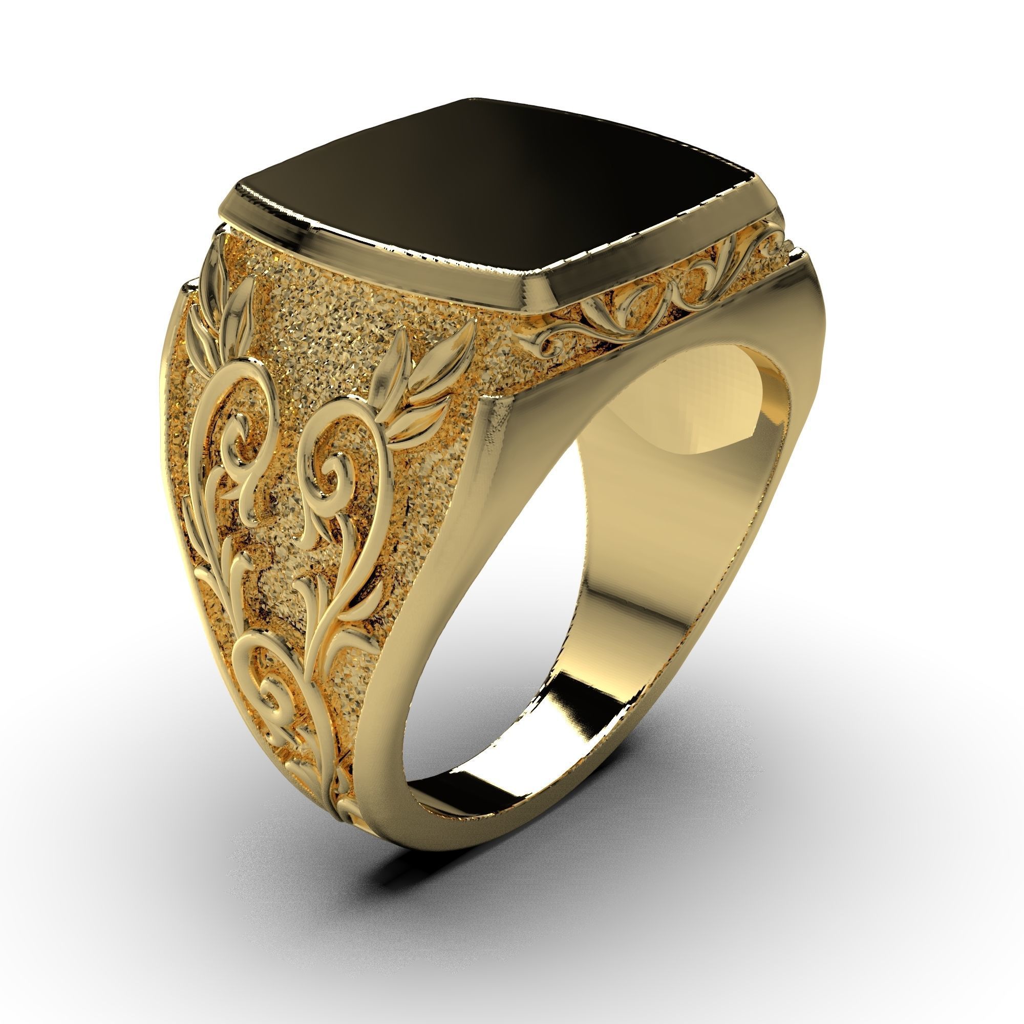 Signet ring with pattern and filigree 3D print model_11