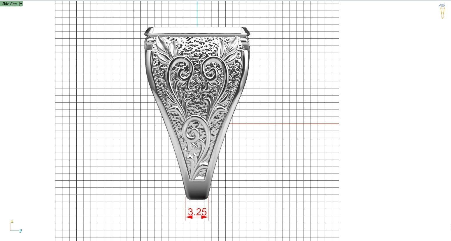 Signet ring with pattern and filigree 3D print model_14