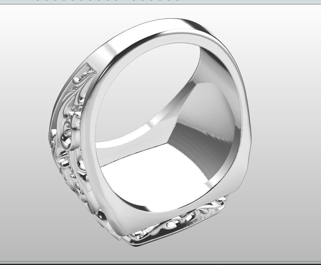 Signet ring with pattern and filigree 3D print model_16