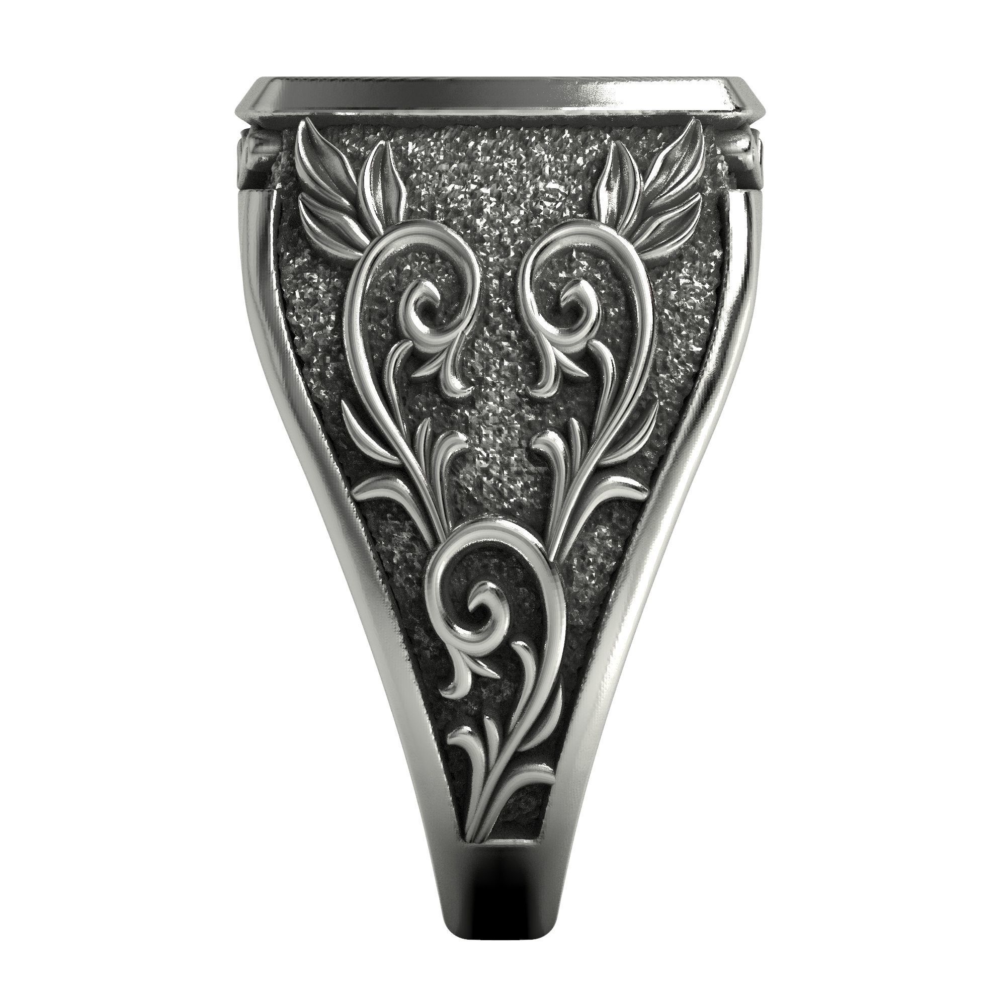Signet ring with pattern and filigree 3D print model_4